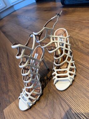 Steve Madden Ivory Cage Stiletto Sandals